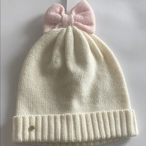 Kate Spade Cream Wool Blend Bow Beanie